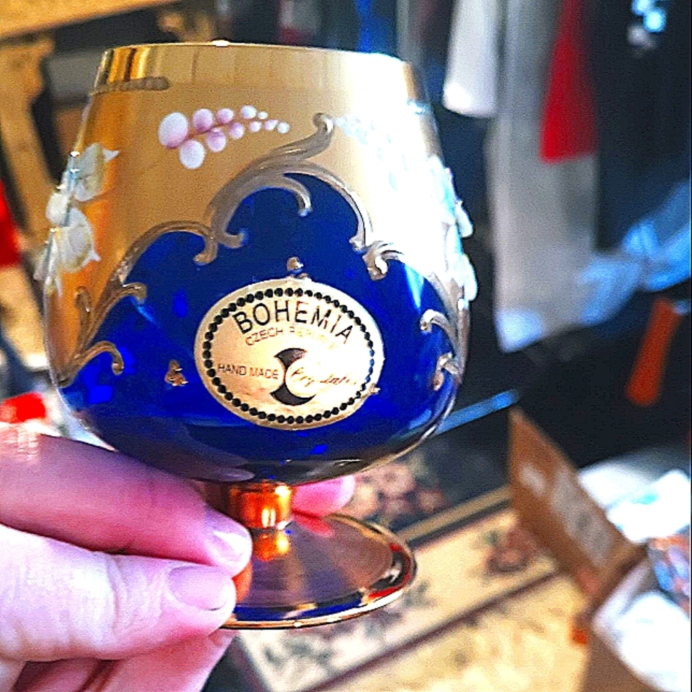 6 Bohemian Crystal/24k goblets - Picture 1 of 1